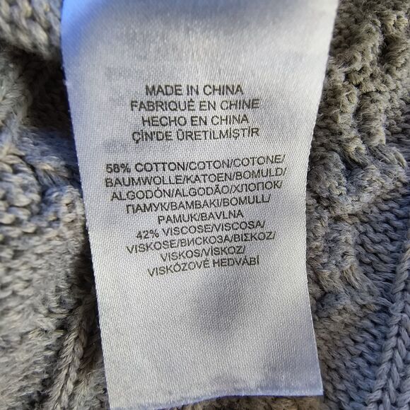 Lauren Ralph Lauren Sweater Women XL* Gray Cable Knit Cotton Hi Lo *Minor Flaws* - Picture 13 of 16